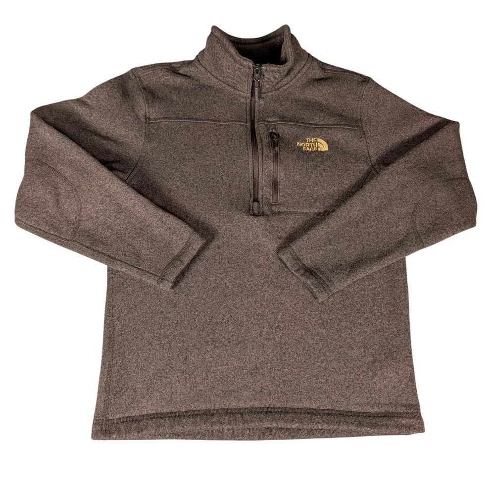The North Face Gordon Lyons Mens Brown Heathered 1/4 Zip Fleece Pullover Sweater